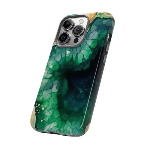 Green Geode in Watercolor - Impact Resistant Phone Case